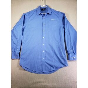 The Outfitters Shirt Mens 17x37 Blue Dress Button Up Long Sleeve Collar Maps
